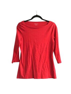 MERONA- WOMENS RED 3/4 SLEEVE 95% COTTON TOP SIZE MEDIUM